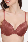 Zivame Coral Glaze Padded Wired 3/4th Coverage Lace Bra - Cinnabar — thumbnail 4
