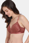 Zivame Coral Glaze Padded Non Wired 3/4Th Coverage Lace Bra - Cinnabar — thumbnail 3