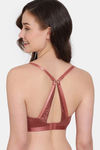 Zivame Coral Glaze Padded Non Wired 3/4Th Coverage Lace Bra - Cinnabar — thumbnail 2