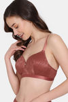 Zivame Coral Glaze Padded Non Wired 3/4Th Coverage Lace Bra - Cinnabar — thumbnail 3