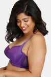 Zivame True Curv Tuscan Romance Double Layered Wired 3/4th Coverage Super Support Bra - Royal Purple — thumbnail 3