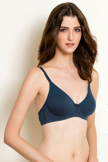 Zivame Double Layered Wired 3/4th Coverage T-Shirt Bra - Blue Polka — image 2