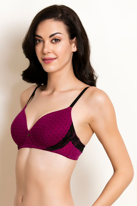 Zivame Plush Polka Padded Non Wired 3/4th Coverage T-Shirt Bra - Purple Potion — image 2