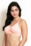 Zivame Velvet Straps Single Layered Non Wired Full Coverage T-Shirt Bra - Peach Pearl — thumbnail 2