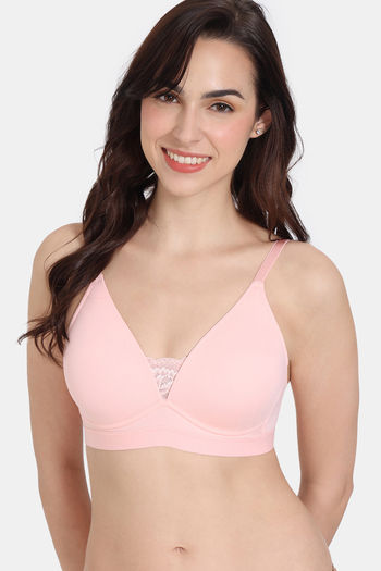 Zivame Beautiful Basics Padded Non Wired 3/4Th Coverage T-Shirt Bra - First Blush