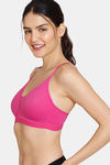 Zivame Beautiful Basics Padded Non Wired 3/4Th Coverage T-Shirt Bra - Fuchsia Red — thumbnail 4