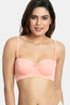 Zivame Velvet Straps Padded Wired Medium Coverage T-Shirt Bra - Peach Pearl — thumbnail 2