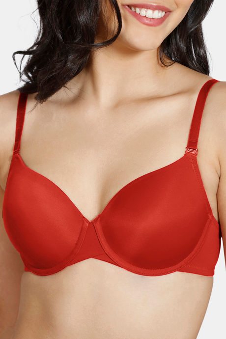 Zivame Beautiful Basics Padded Wired 3/4th Coverage Bra - High Risk Red — image 4
