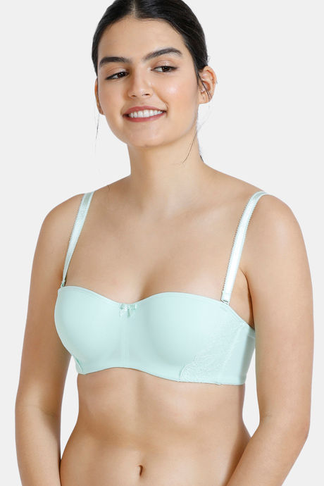 Zivame Sweet Caroline Padded Wired 3/4th Coverage Strapless Bra - Brook Green — image 2