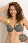 Zivame Beautiful Basics Padded Wired 3/4th Coverage T-Shirt Bra - Charcoal Neps — thumbnail 1