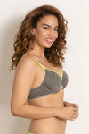Zivame Beautiful Basics Padded Wired 3/4th Coverage T-Shirt Bra - Charcoal Neps — thumbnail 2