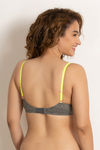 Zivame Beautiful Basics Padded Wired 3/4th Coverage T-Shirt Bra - Charcoal Neps — thumbnail 3