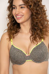 Zivame Beautiful Basics Padded Wired 3/4th Coverage T-Shirt Bra - Charcoal Neps — thumbnail 5