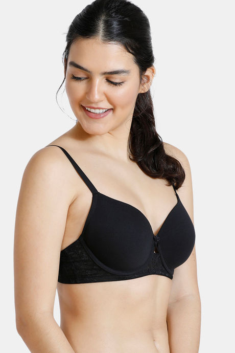 Zivame Beautiful Basics Padded Wired 3/4th Coverage T-Shirt Bra - Anthracite — image 2