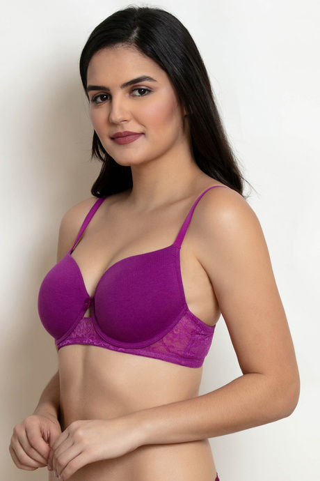 Zivame Beautiful Basics Padded Wired 3/4th Coverage T-Shirt Bra - Hollyhock — image 2