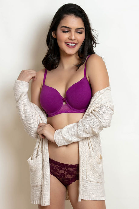 Zivame Beautiful Basics Padded Wired 3/4th Coverage T-Shirt Bra - Hollyhock — image 4