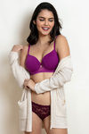 Zivame Beautiful Basics Padded Wired 3/4th Coverage T-Shirt Bra - Hollyhock — thumbnail 4
