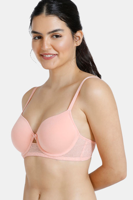 Zivame Beautiful Basics Padded Wired 3/4th Coverage T-Shirt Bra - Peach Pearl — image 2