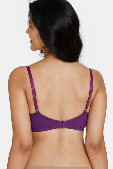Zivame Beautiful Basics Double Layered Non Wired 3/4th Coverage T-Shirt Bra - Imperial Purple — image 3