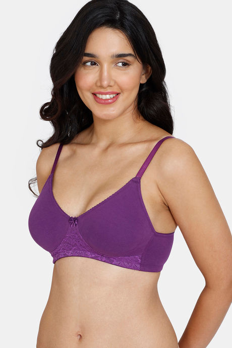 Zivame Beautiful Basics Double Layered Non Wired 3/4th Coverage T-Shirt Bra - Imperial Purple — image 4