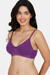 Zivame Beautiful Basics Double Layered Non Wired 3/4th Coverage T-Shirt Bra - Imperial Purple — thumbnail 4