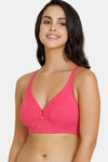 Zivame Vintage Lace Double Layered Non Wired Medium Coverage Slip-On Bra - Carmine — thumbnail 1