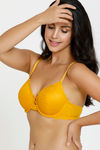 Zivame Vintage Lace Padded Wired 3/4th Coverage Lace Bra - Golden Yellow — thumbnail 2
