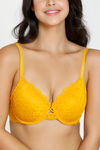 Zivame Vintage Lace Padded Wired 3/4th Coverage Lace Bra - Golden Yellow — thumbnail 4