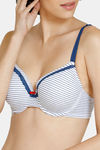 Zivame Striped Padded Wired 3/4th Coverage T-Shirt Bra - White — thumbnail 4