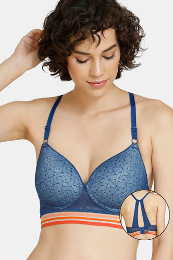 model image of Zivame Urban Leisure Padded Non Wired 3/4th Coverage T-Shirt Bra - Navy Peony