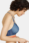 Zivame Urban Leisure Padded Non Wired 3/4th Coverage T-Shirt Bra - Navy Peony — thumbnail 3