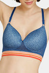 Zivame Urban Leisure Padded Non Wired 3/4th Coverage T-Shirt Bra - Navy Peony — thumbnail 4