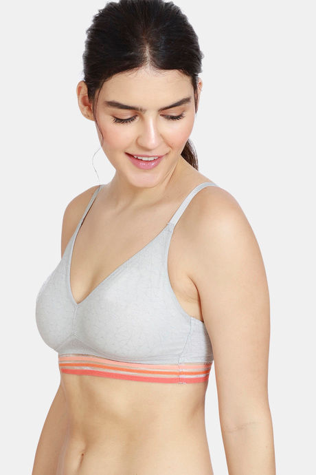 Zivame Urban Leisure Double Layered Non Wired Medium Coverage Slip-On Bra - Grey Melange — image 3