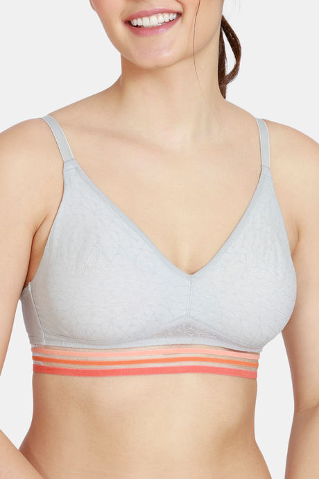 Zivame Urban Leisure Double Layered Non Wired Medium Coverage Slip-On Bra - Grey Melange — image 4