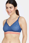 Zivame Urban Leisure Double Layered Non Wired Medium Coverage Slip-On Bra - Navy Peony — thumbnail 1