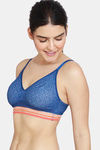 Zivame Urban Leisure Double Layered Non Wired Medium Coverage Slip-On Bra - Navy Peony — thumbnail 3