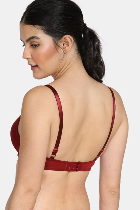 Zivame Beautiful Basics Padded Wired 3/4th Coverage T-Shirt Bra - Merlot — image 2