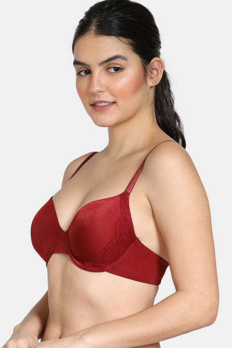 Zivame Beautiful Basics Padded Wired 3/4th Coverage T-Shirt Bra - Merlot — image 3