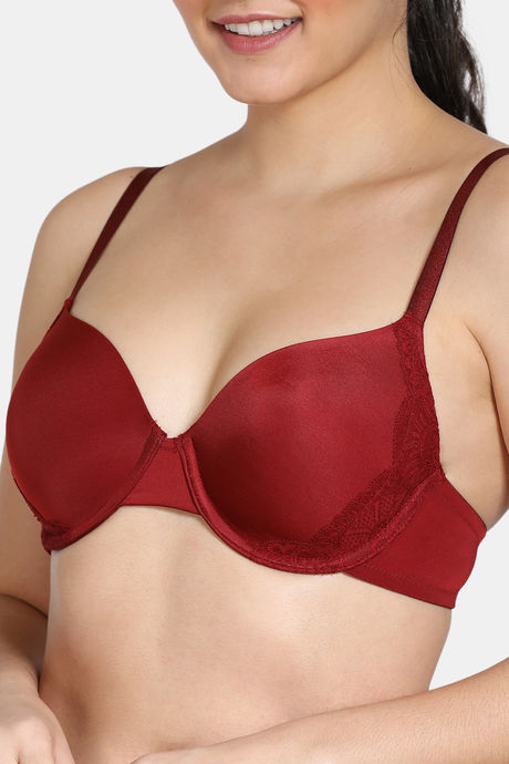 Zivame Beautiful Basics Padded Wired 3/4th Coverage T-Shirt Bra - Merlot — image 4