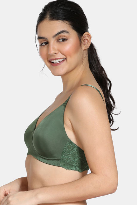 Zivame Beautiful Basics Double Layered Non Wired 3/4th Coverage T-Shirt Bra - Green — image 2