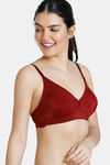 Zivame Beautiful Basics Double Layered Non Wired 3/4th Coverage T-Shirt Bra - Merlot — thumbnail 2