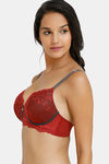 Zivame Sensual Stir Padded Non Wired 3/4th Coverage Lace Bra - Merlot — thumbnail 2