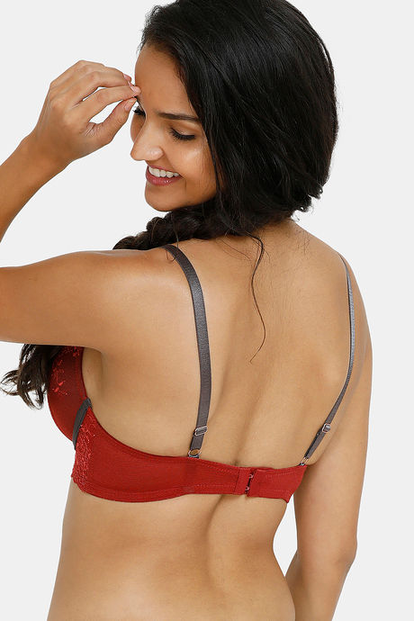 Zivame Sensual Stir Padded Non Wired 3/4th Coverage Lace Bra - Merlot — image 3