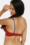 Zivame Sensual Stir Padded Non Wired 3/4th Coverage Lace Bra - Merlot — thumbnail 3