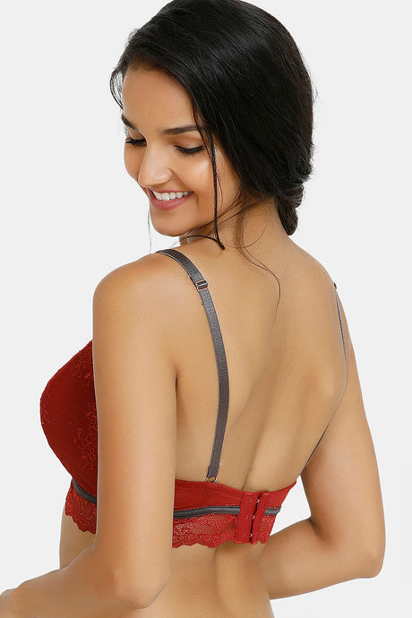 Zivame Sensual Stir Double Layered Non Wired Medium Coverage Bralette - Merlot — image 2