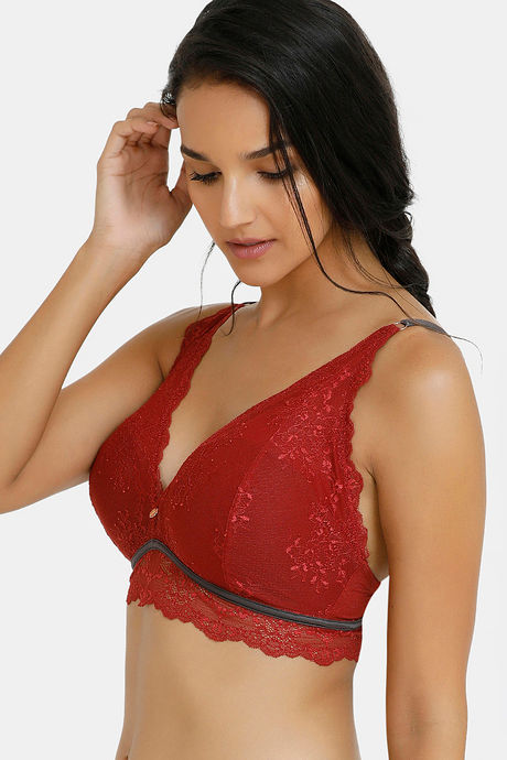 Zivame Sensual Stir Double Layered Non Wired Medium Coverage Bralette - Merlot — image 3