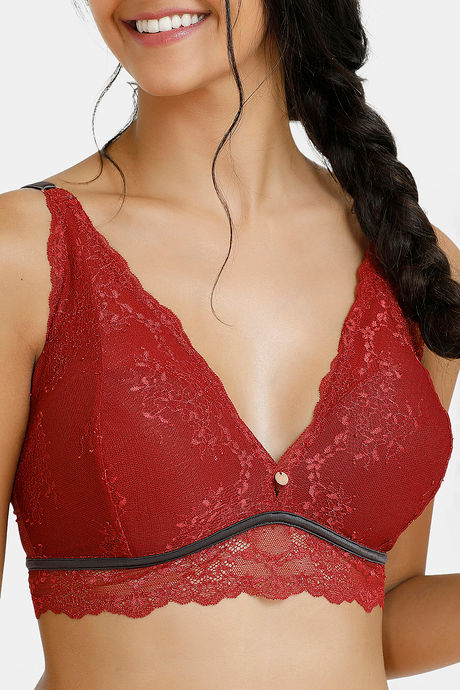 Zivame Sensual Stir Double Layered Non Wired Medium Coverage Bralette - Merlot — image 4