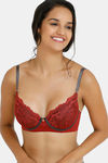 Zivame Sensual Stir Padded Wired Medium Coverage Lace Bra - Merlot — thumbnail 1