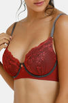 Zivame Sensual Stir Padded Wired Medium Coverage Lace Bra - Merlot — thumbnail 4