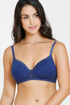 Zivame Beautiful Basics Padded Non Wired 3/4th Coverage Bra - Blue Depth — thumbnail 1